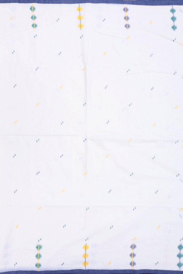 Bengal Cotton Saree In White With Threadwork Buttas