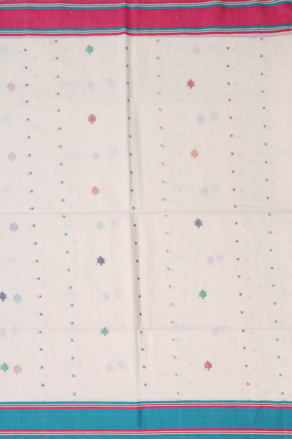 Bengal Cotton Saree In White With Allover Design