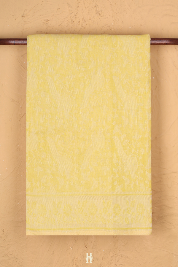 Bengal Cotton Saree In Yellow With Allover Design