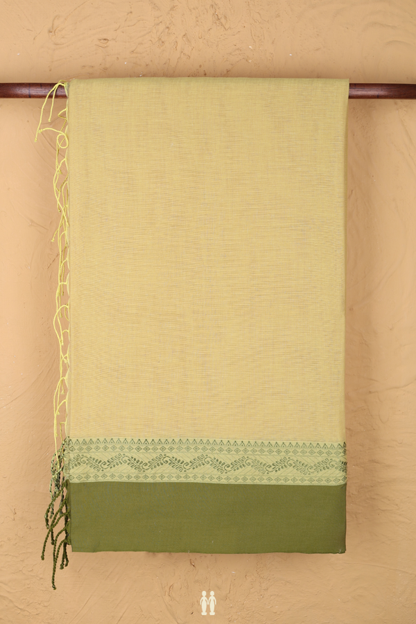Bengal Cotton Saree In Yellow With Contrast Border