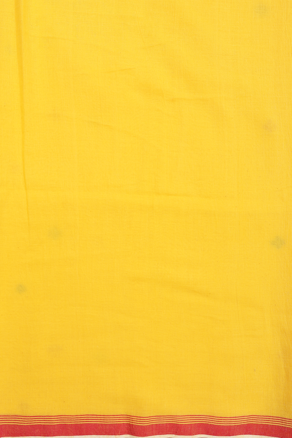 Bengal Cotton Saree In Yellow With Threadwork Buttas