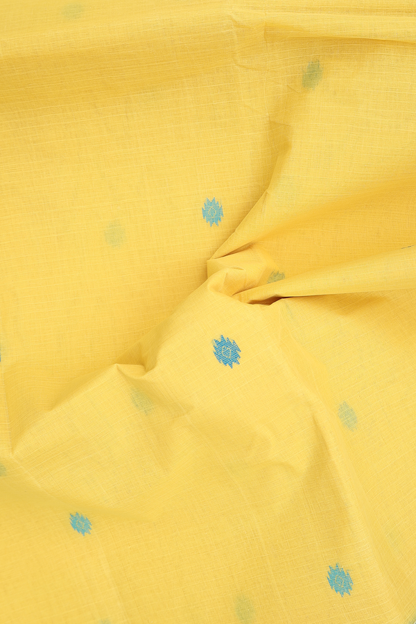 Bengal Cotton Saree In Yellow With Threadwork Buttas