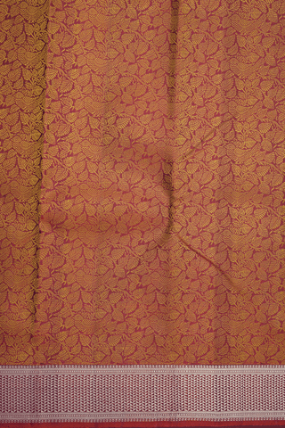 Birds And Leaf Design Ruby Red Kanchipuram Silk Saree