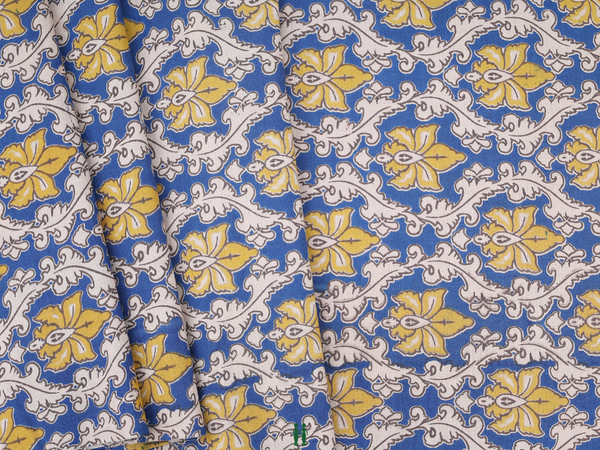 Allover Design Blue Kalamkari Cotton Blouse Material