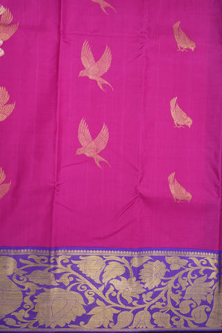 Birds Zari Motifs Magenta Kanchipuram Silk Saree