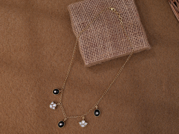 Black And White Stone Gold Plated Silver Chain