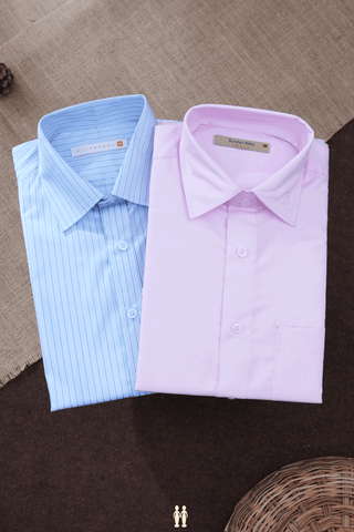 Assorted Blue And Pink Set Of 2 Size 38 Cotton Shirts