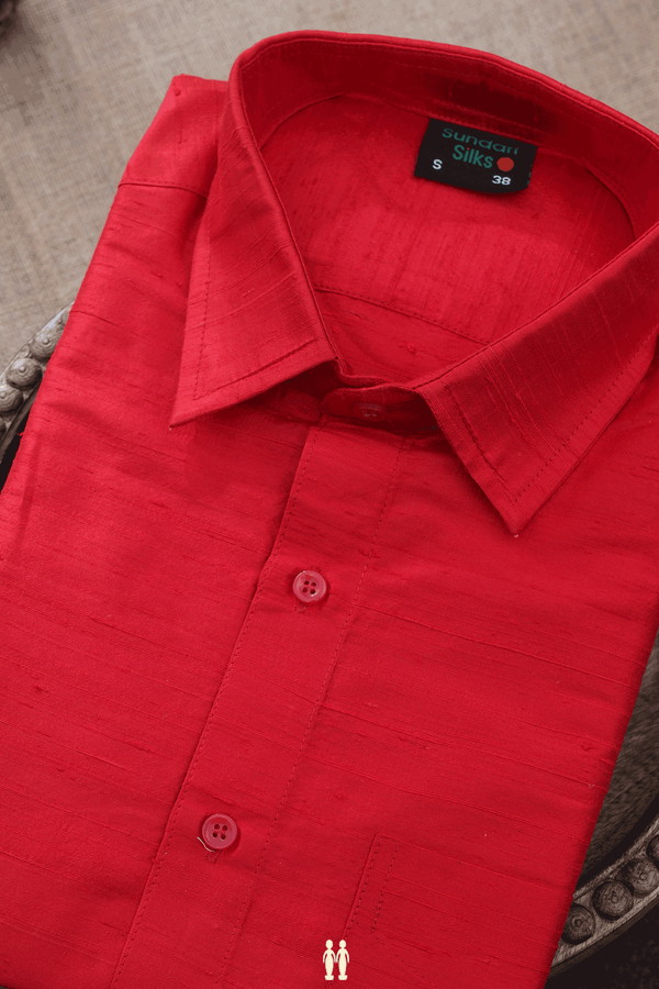 Assorted Blue And Red Set Of 2 Size 38 Raw Silk Shirts