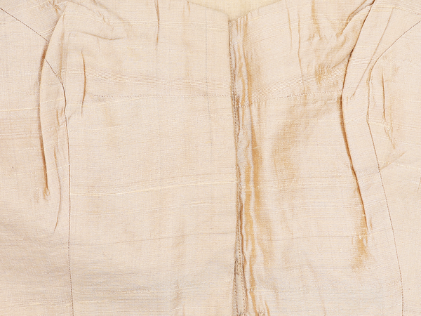 Boat Neck Plain Tan Brown Raw Silk Readymade Blouse