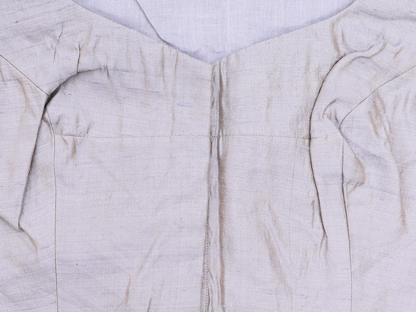 Boat Neck Plain Dual Tone Raw Silk Readymade Blouse