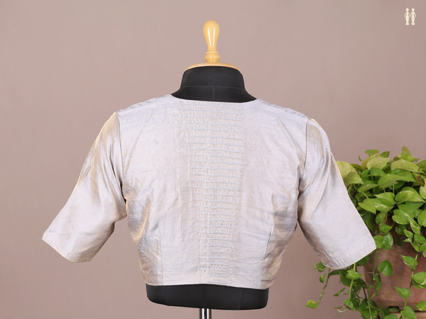 Boat Neck Plain Dual Tone Raw Silk Readymade Blouse