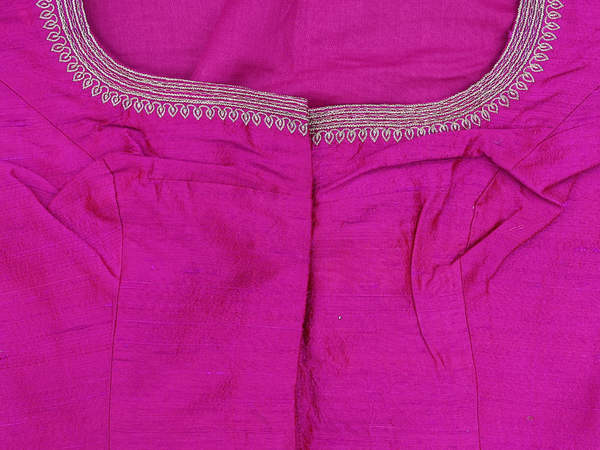 Boat Neck Plain Purple Rose Raw Silk Readymade Blouse