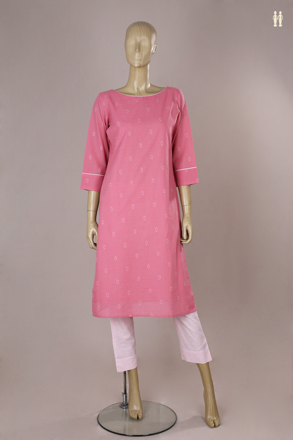 Boat Neck Threadwork Buttas Orchid Pink Cotton Salwar Set