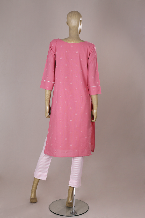 Boat Neck Threadwork Buttas Orchid Pink Cotton Salwar Set