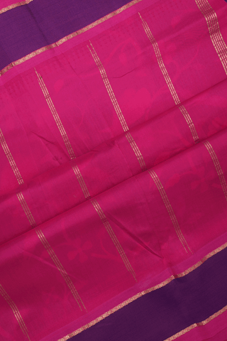 Botanical Printed Design Royal Blue Kanchipuram Silk Saree