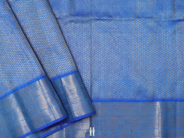 Brocade Design Azure Blue Kanchipuram Silk Blouse Material