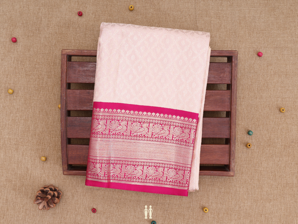 Brocade Design Beige Kanchipuram Pavadai Sattai Material