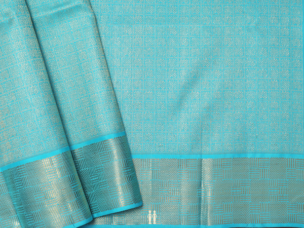 Brocade Design Blue Kanchipuram Silk Blouse Material