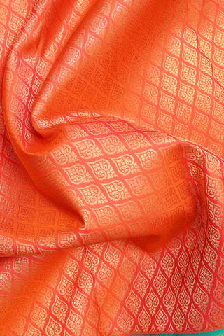 Brocade Design Coral Orange Kanchipuram Silk Saree