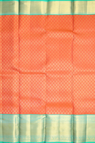 Brocade Design Coral Orange Kanchipuram Silk Saree