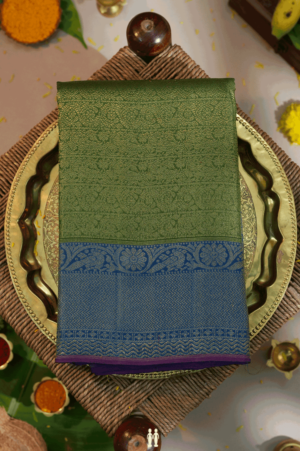 Brocade Design Dark Green Kanchipuram Silk Saree