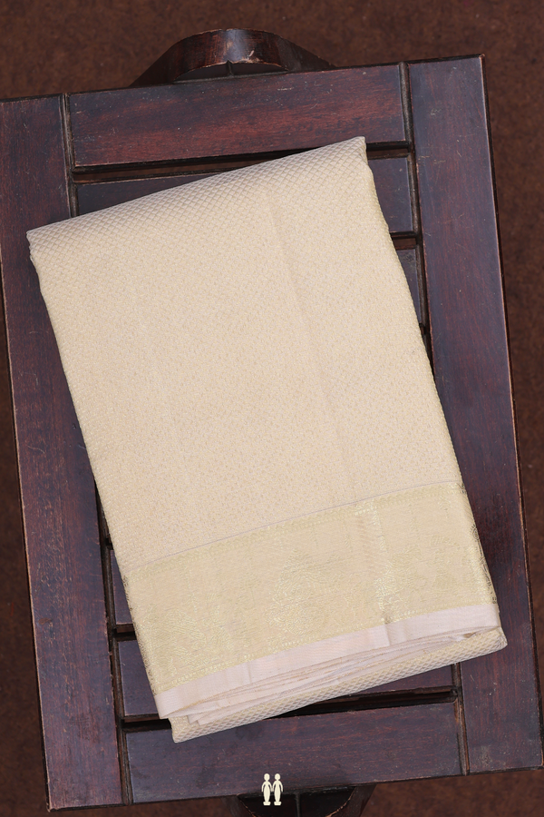 Brocade Design Pastel Brown Silk Dhoti With Angavastram Set