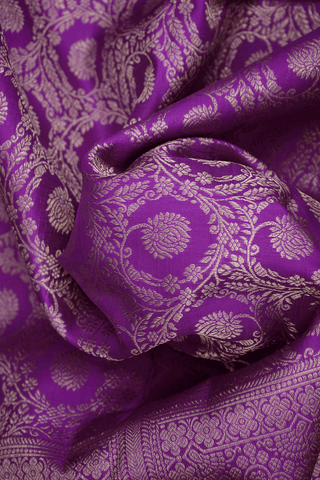 Brocade Zari Design Purple Kanchipuram Silk Saree