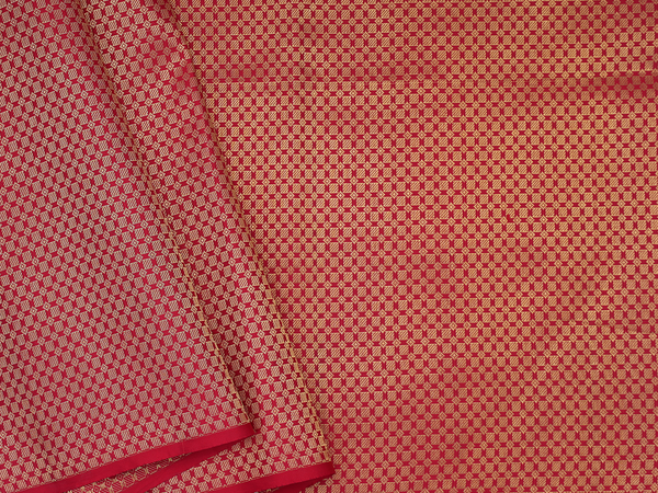 Brocade Design Red Kanchipuram Silk Blouse Material