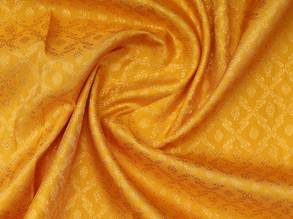 Brocade Design Yellow Kanchipuram Pavadai Sattai Material