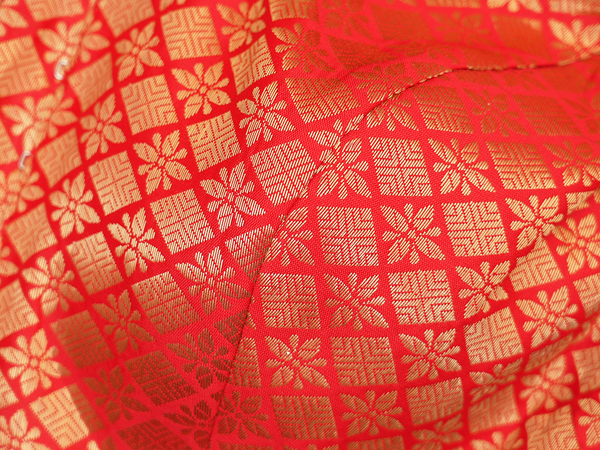 Brocade Pattern Chilli Red Semi Banaras Readymade Blouse