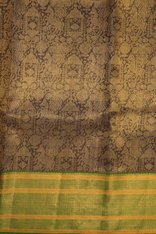 Brocade Zari Design Brown Tissue Kanchipuram Silk Saree