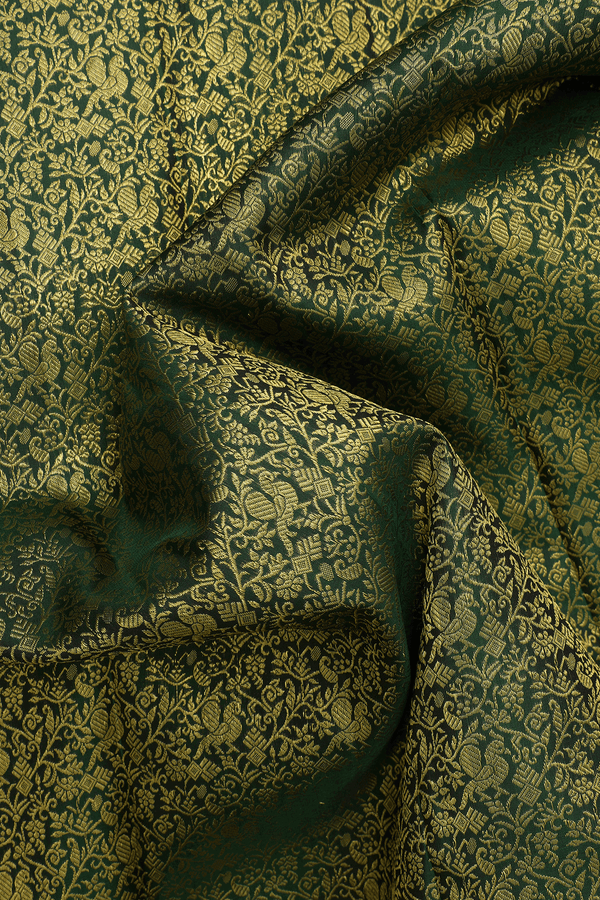 Brocade Zari Design Forest Green Kanchipuram Silk Saree