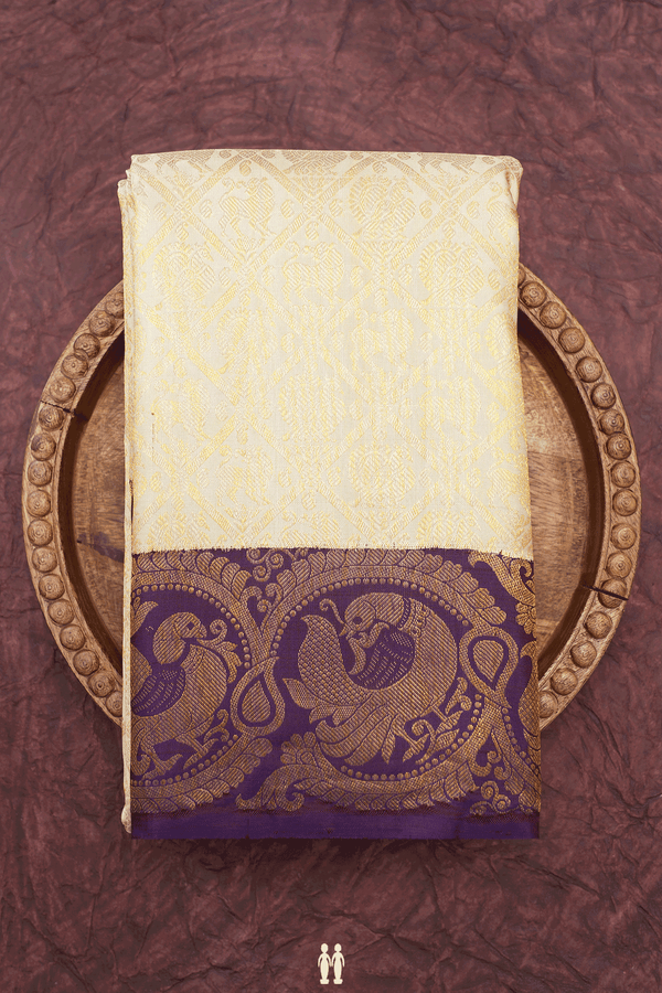 Brocade Zari Design Off White Kanchipuram Silk Saree