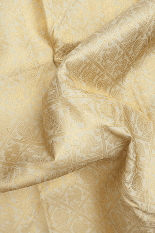 Brocade Zari Design Off White Kanchipuram Silk Saree
