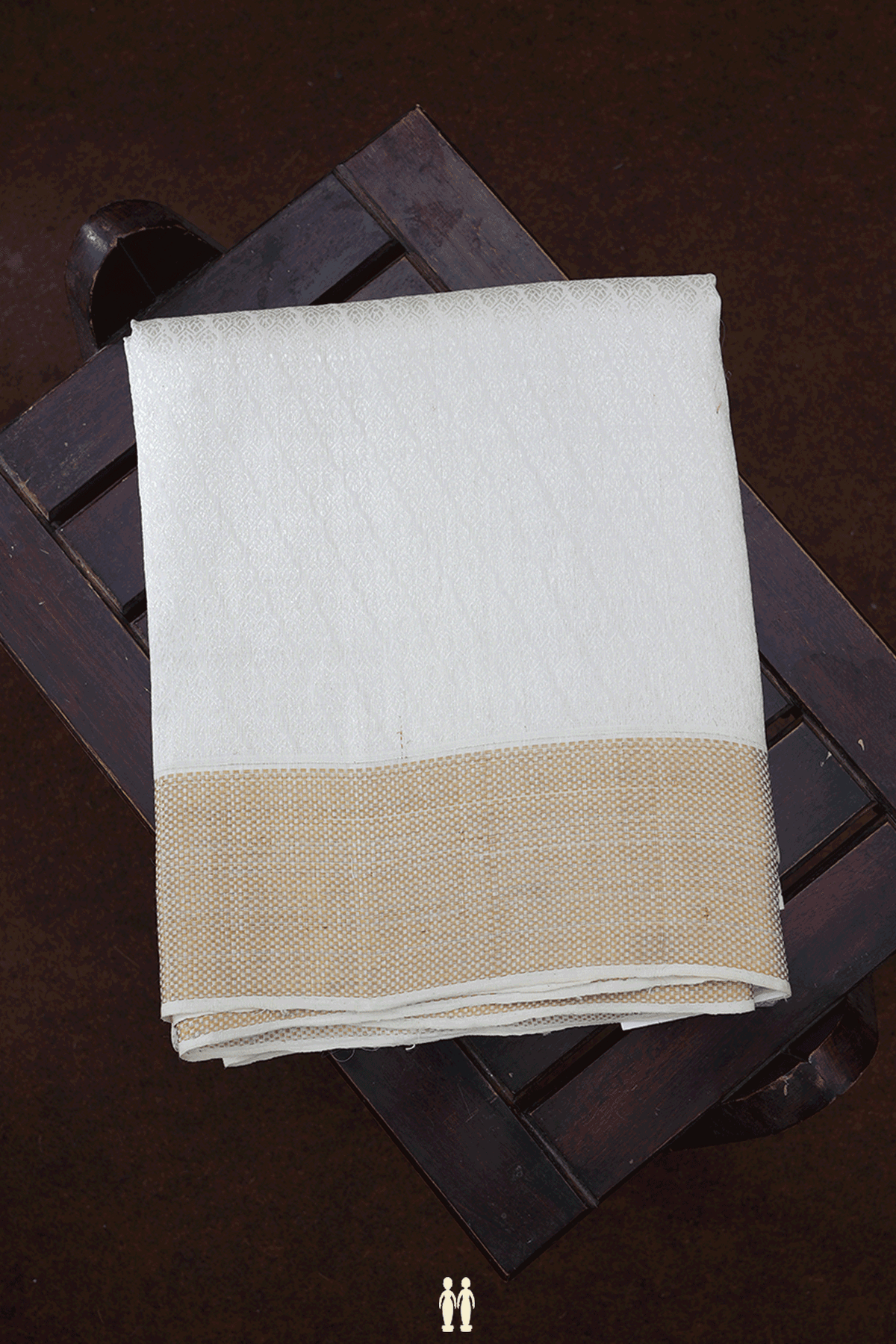 Brocade Zari Design White Silk Dhoti With Angavastram Set