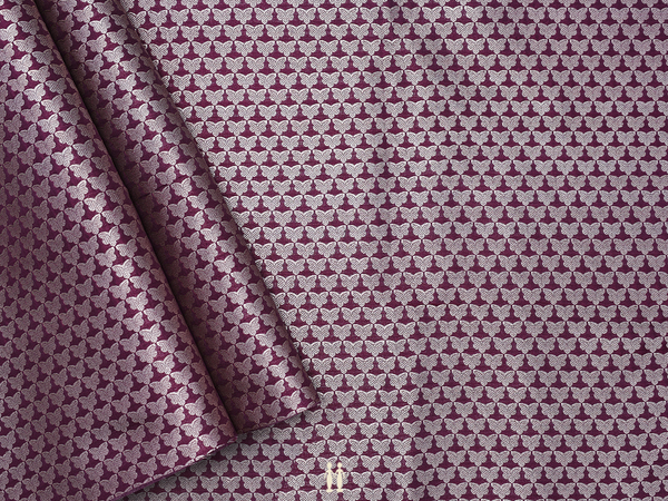 Butterfly Design Dusty Purple Banarasi Silk Blouse Material