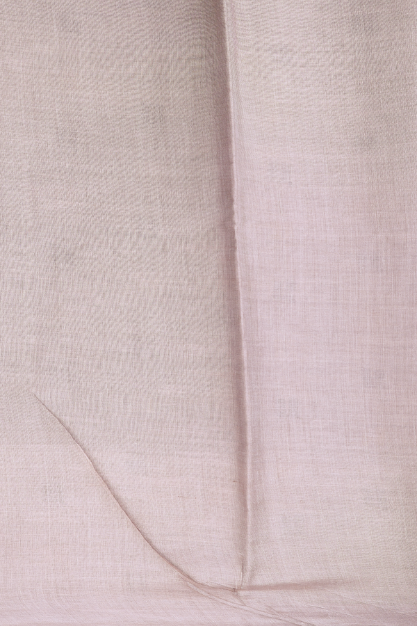 Tussar Silk Saree In Greyish Brown With Contrast Border