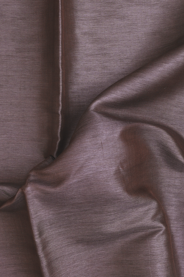 Tussar Silk Saree In Greyish Brown With Contrast Border