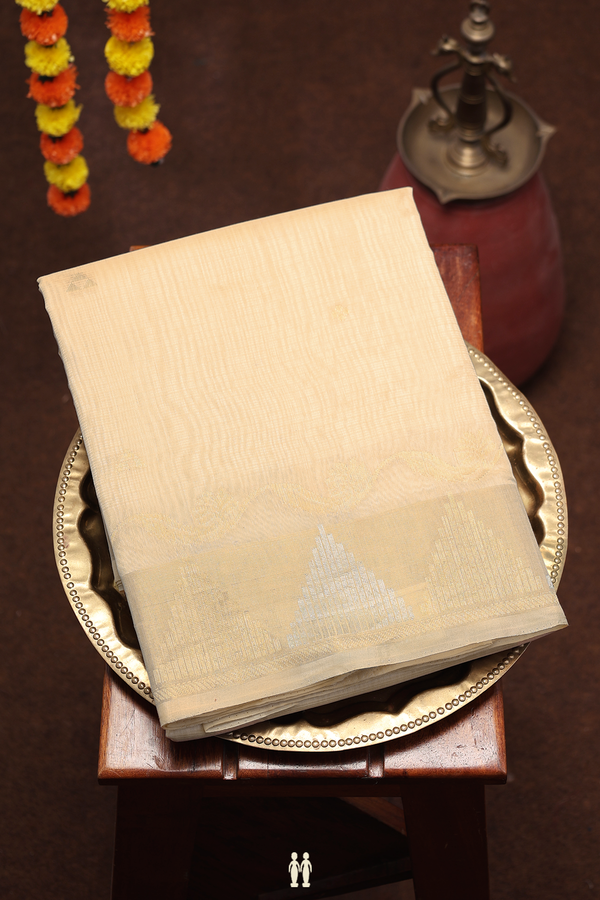 Kota Silk Saree In Pastel Tan With Zari Buttas