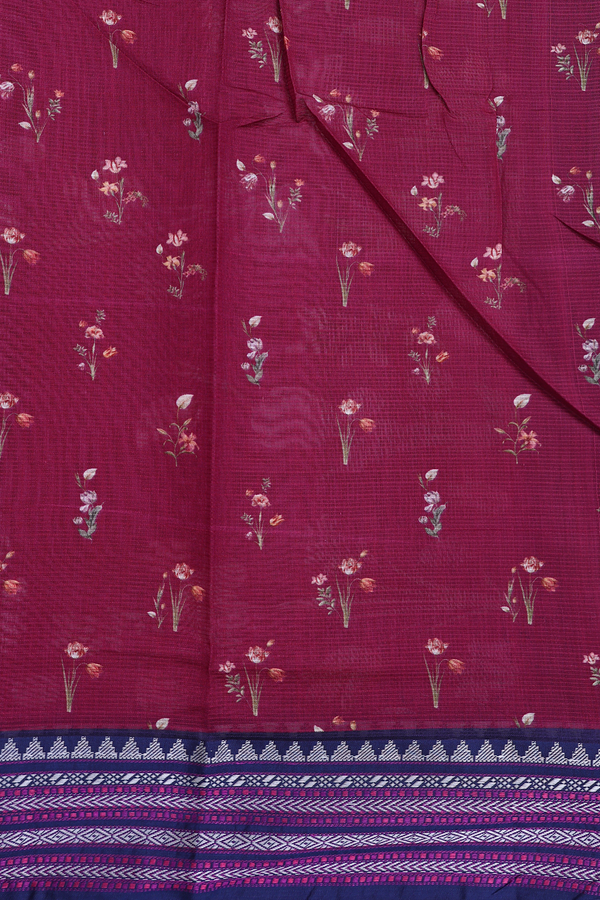 Kota Silk Saree In Berry Purple With Floral Design