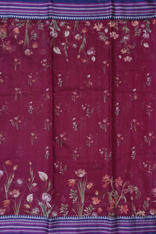 Kota Silk Saree In Berry Purple With Floral Design