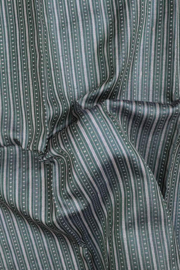 Tussar Silk Saree In Green With Stripes Design