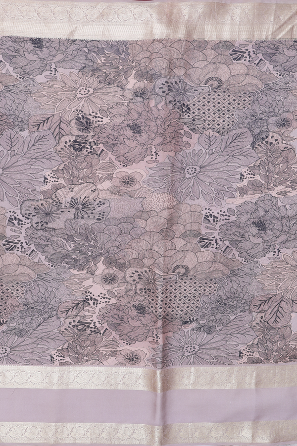 Kanchipuram Silk Saree In Coffee Cream With Floral Design