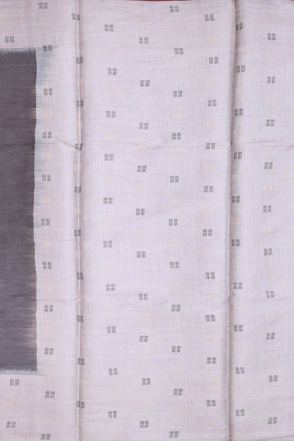 Tussar Silk Saree In Greyish Brown With Contrast Border