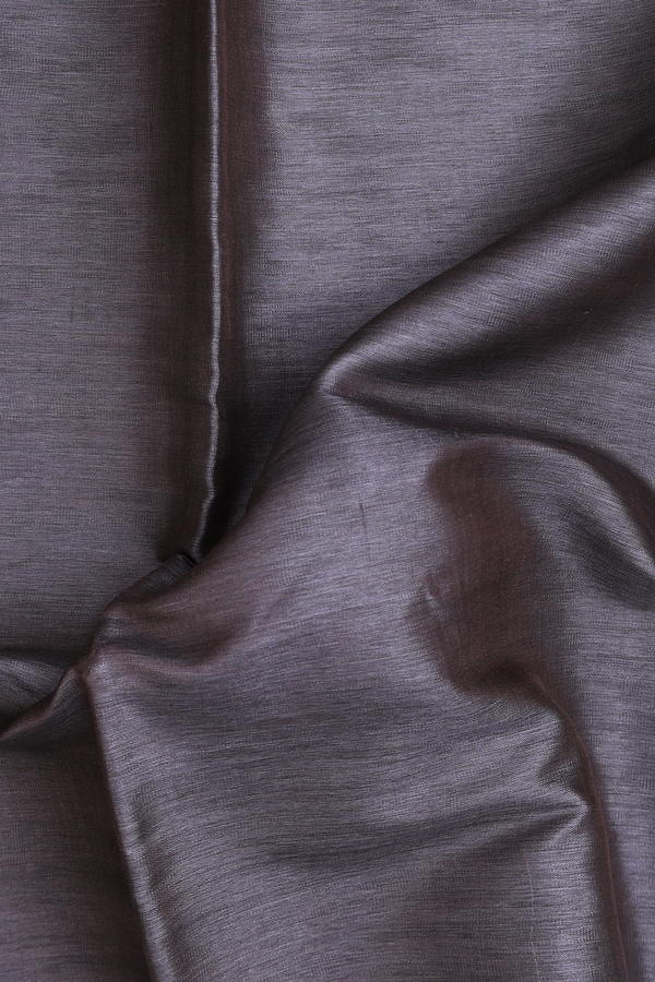Tussar Silk Saree In Greyish Brown With Contrast Border