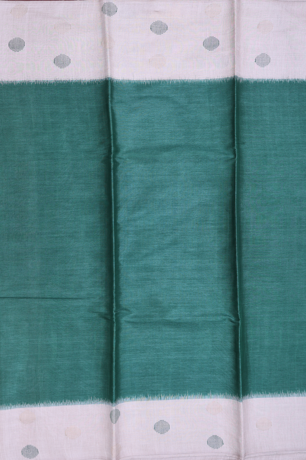 Tussar Silk Saree In Plain Green With Contrast Border