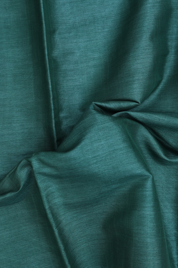 Tussar Silk Saree In Plain Green With Contrast Border