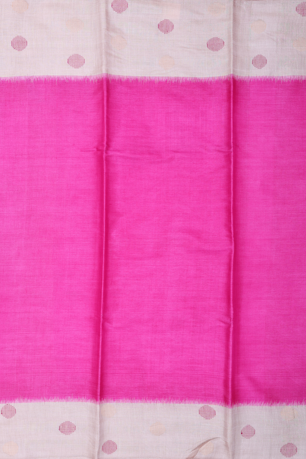 Tussar Silk Saree In Magenta With Contrast Border