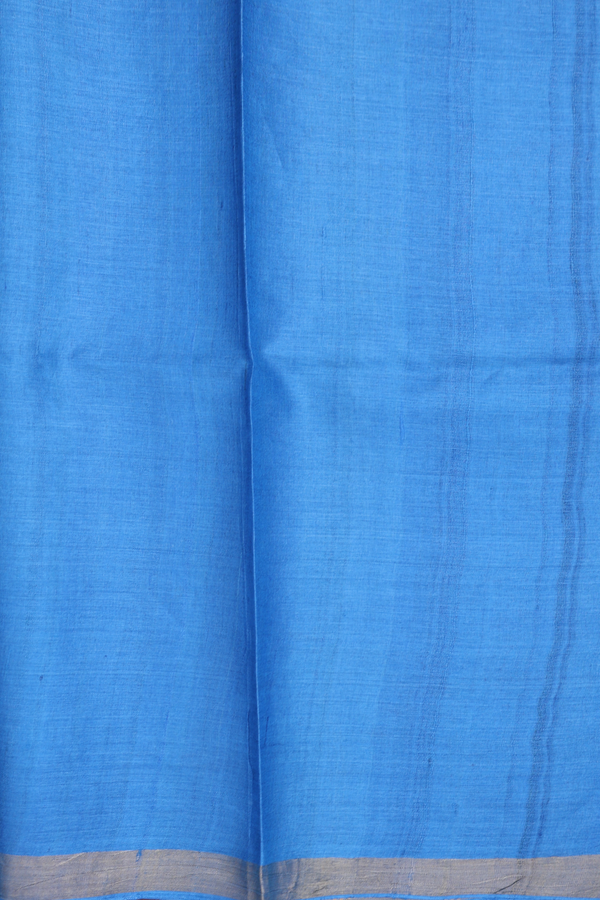Tussar Silk Saree In Blue With Geometric Buttas