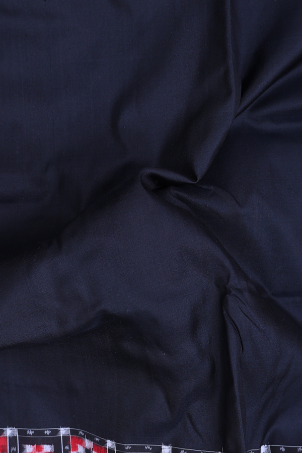 Pochampally Silk Saree In Plain Black With Rudraksh Border